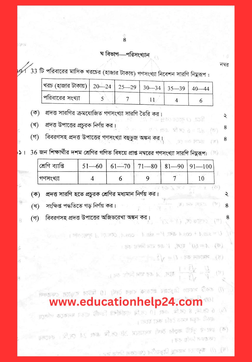 SSC Math Question 2023 Jessore Board 2